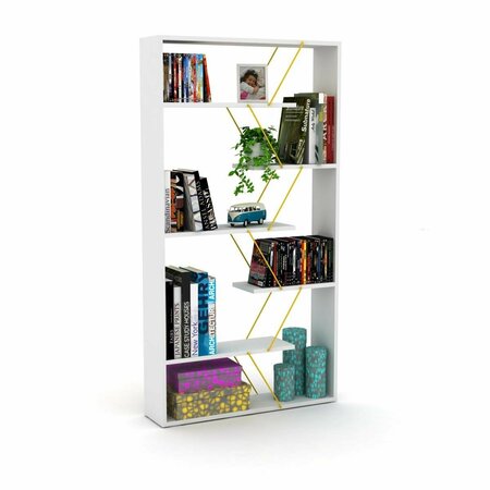 HOMEDORA Tars Bookcase, White & Yellow HD-ON20RF-160304